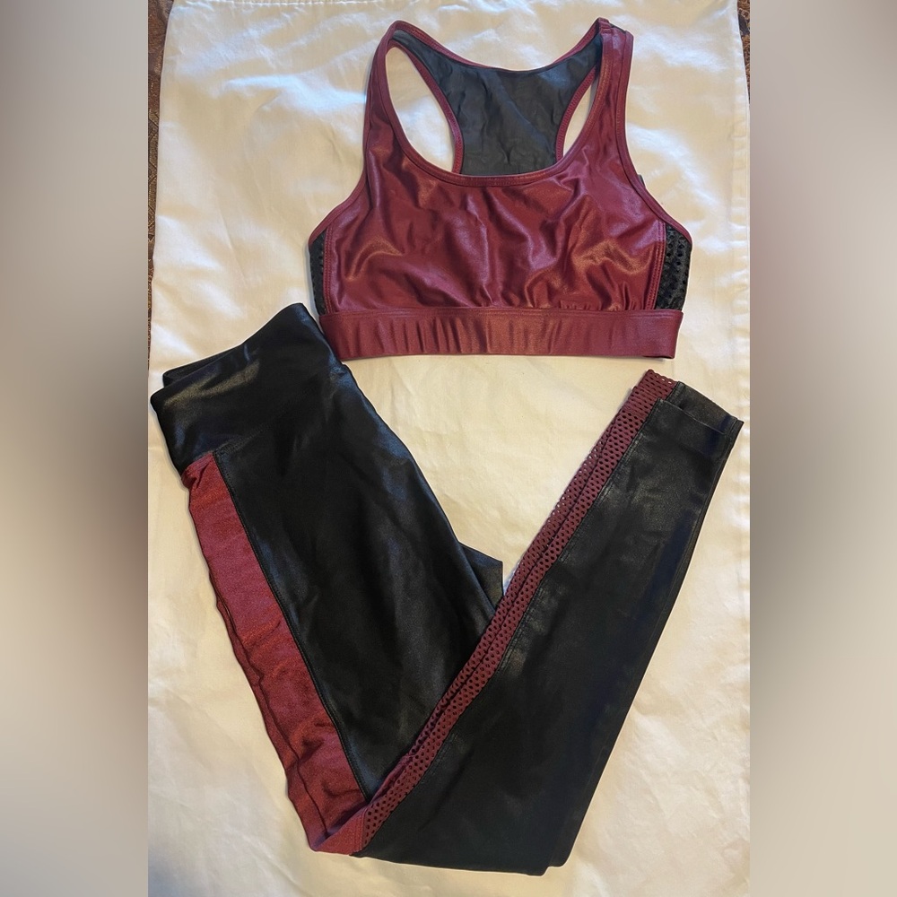 Stylish Burgundy, Black and mesh Koral Activewear Set